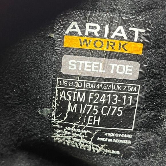 Ariat Sierra Square Steel Toe Western Boots Black Leather Cowboy Mens 8.5 D - Picture 9 of 9